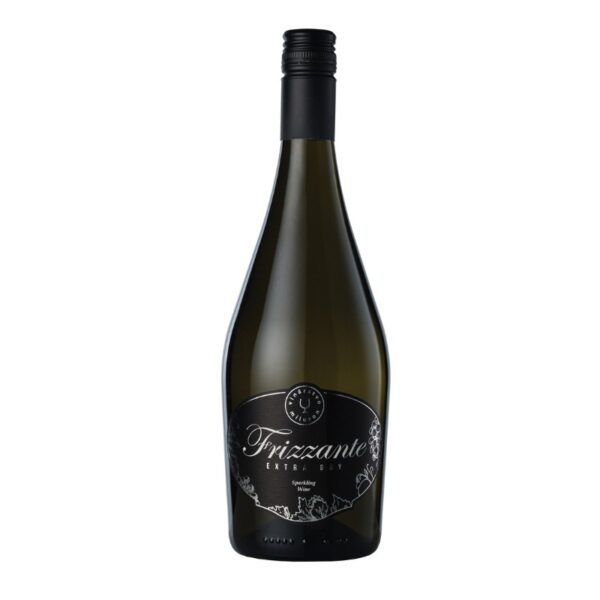 Fľaša perlivého vína Frizzante od vinárstva Miluron s čiernou etiketou