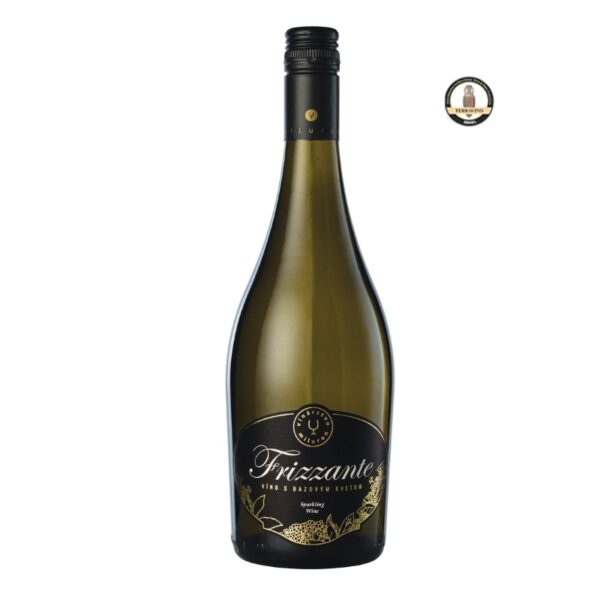 Fľaša perlivého vína Frizzante s príchuťou bazového kvetu od vinárstva Miluron s čiernou etiketou